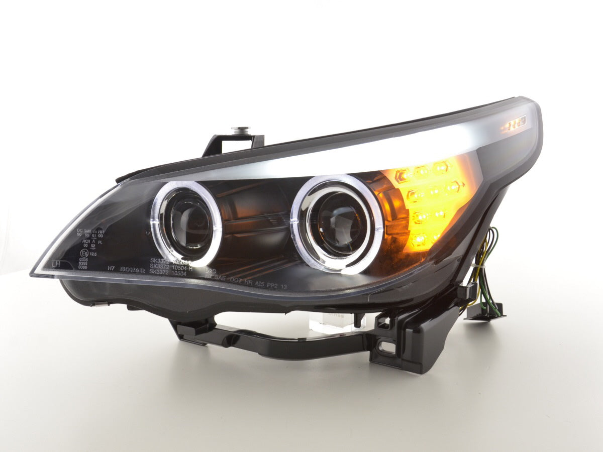 Scheinwerfer Set Xenon Angel Eyes LED BMW 5er E60/E61 03-04 schwarz für Rechtslenker Scheinwerfer Set Xenon Angel Eyes LED BMW 5er E60/E61 03-04 schwarz für Rechtslenker
